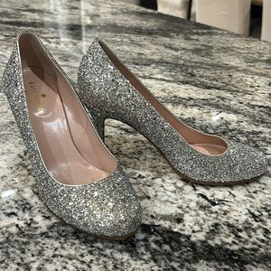 KATE SPADE Karolina Silver GLITTER Heels